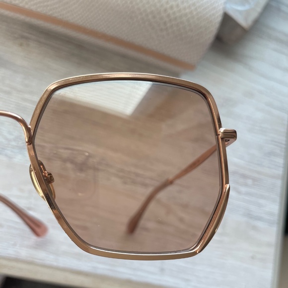 WORN ONCE! JIMMY CHOO Aline Gold Pink Rectangle Glitter Sunglasses - Picture 12 of 15